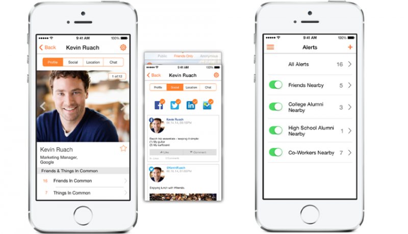 SocialRadar app con información de la gente que te rodea